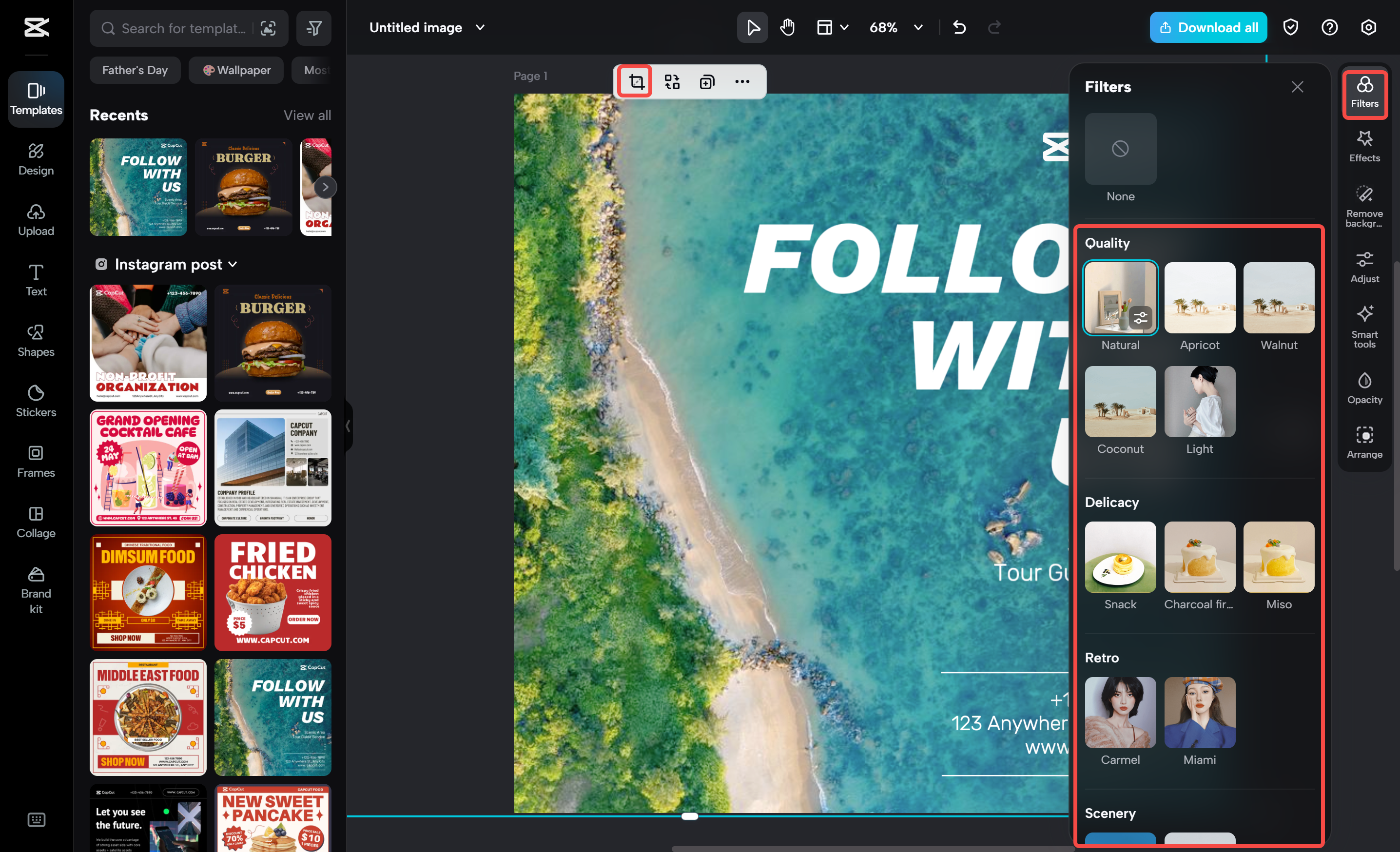 Mengedit imej dalam editor video desktop CapCut