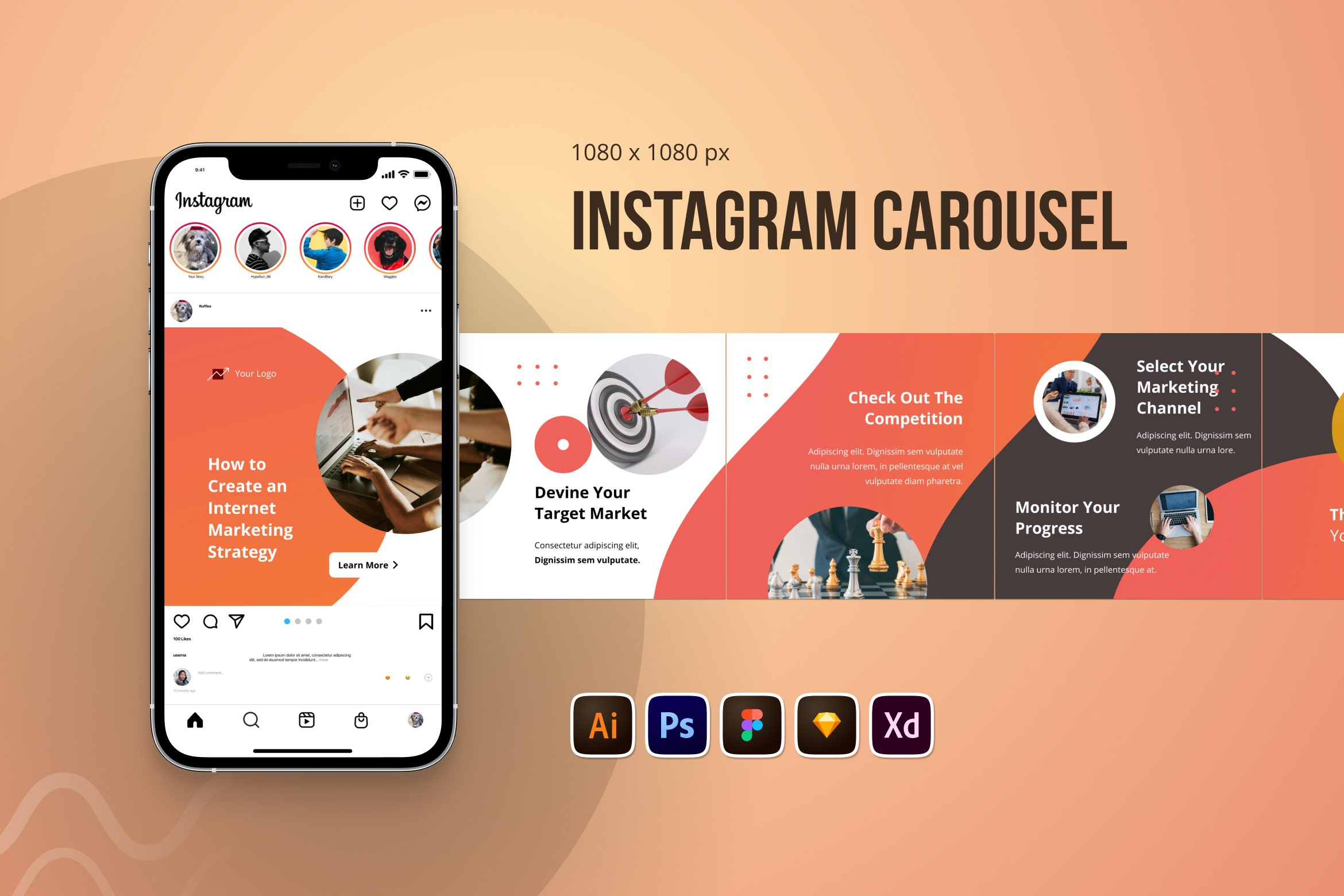Diseño de carrusel deslizable para redes sociales