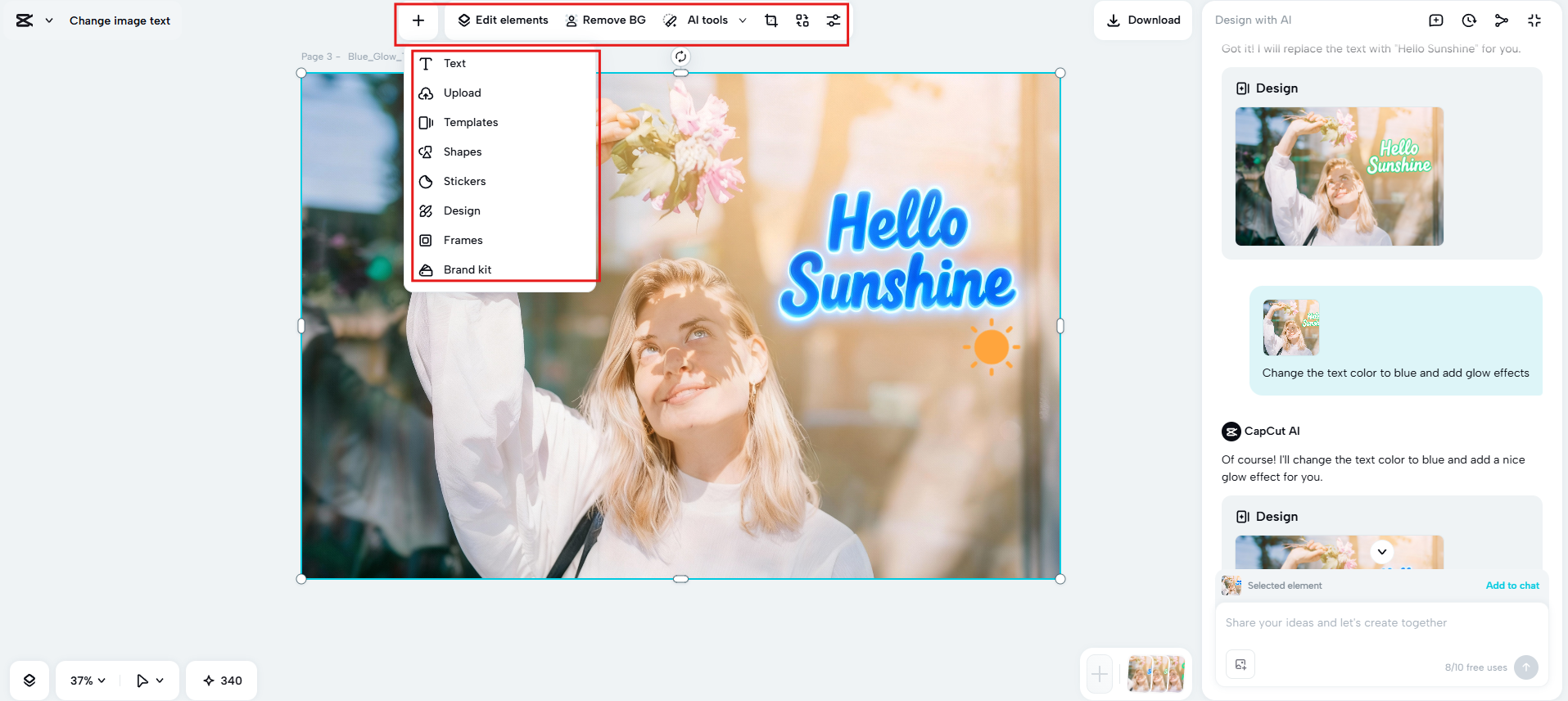 Enhance with editing tools