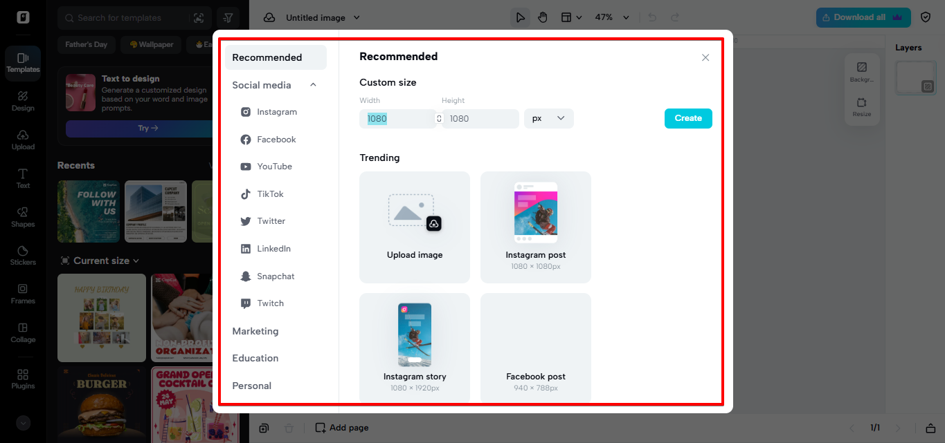 Opening image editor in Pippit