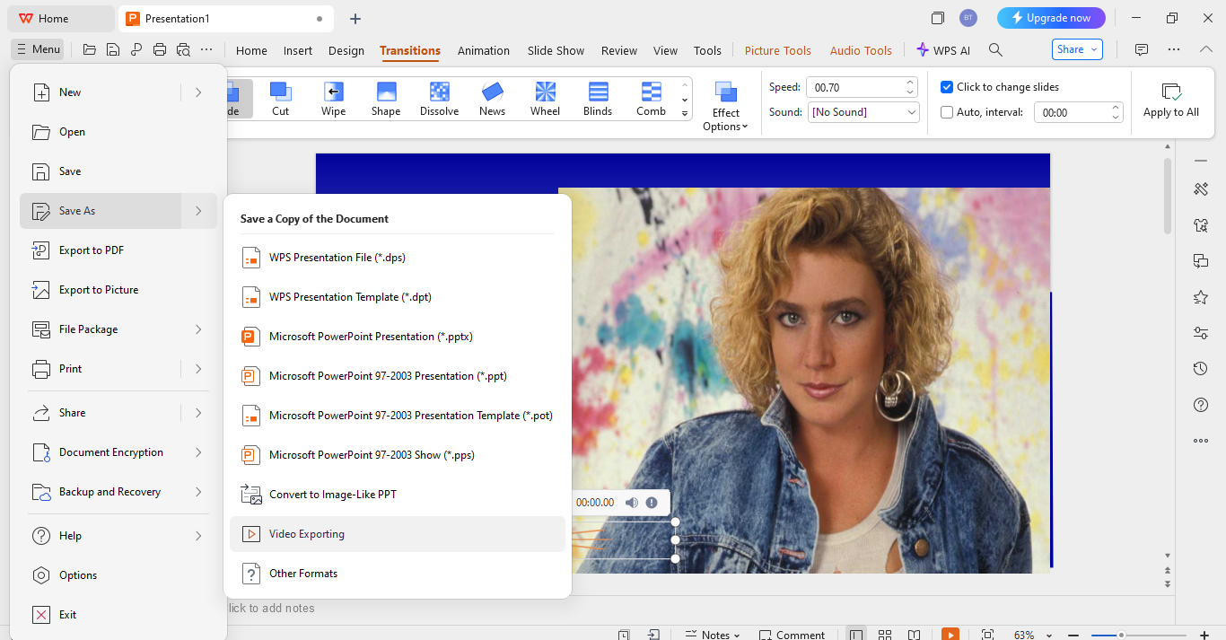 Enregistrer et exporter le diaporama