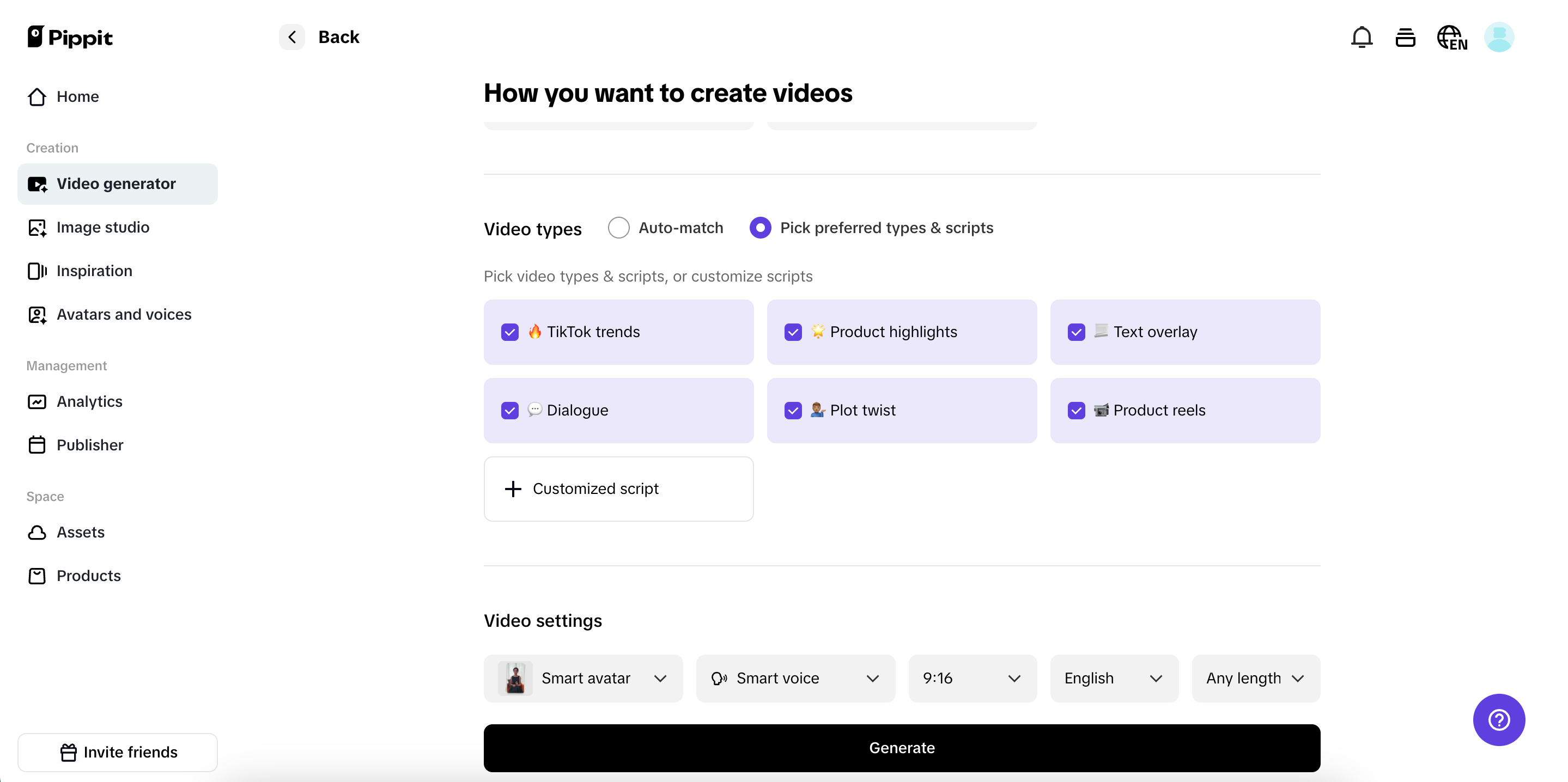Customize video settings