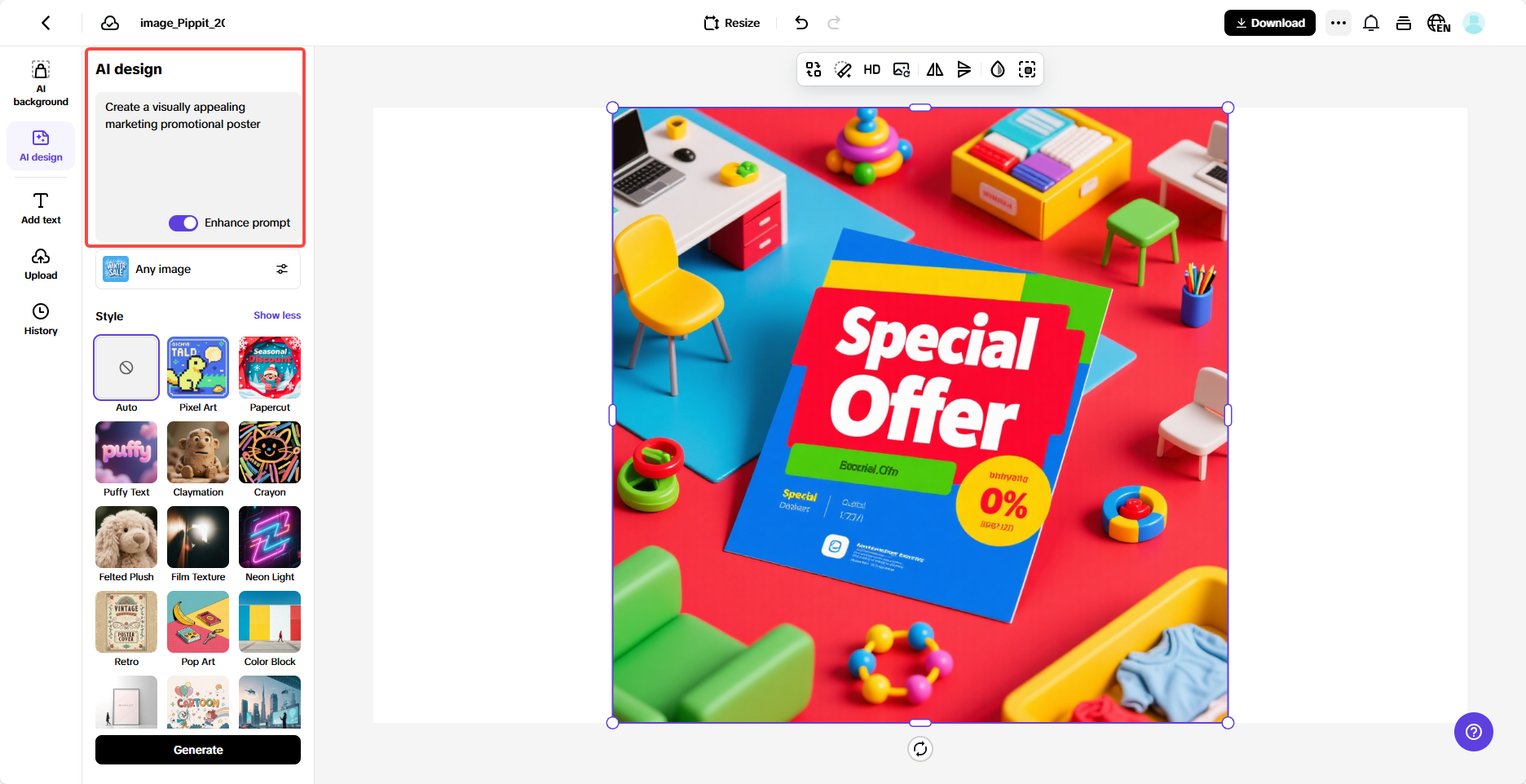 Turn text into images