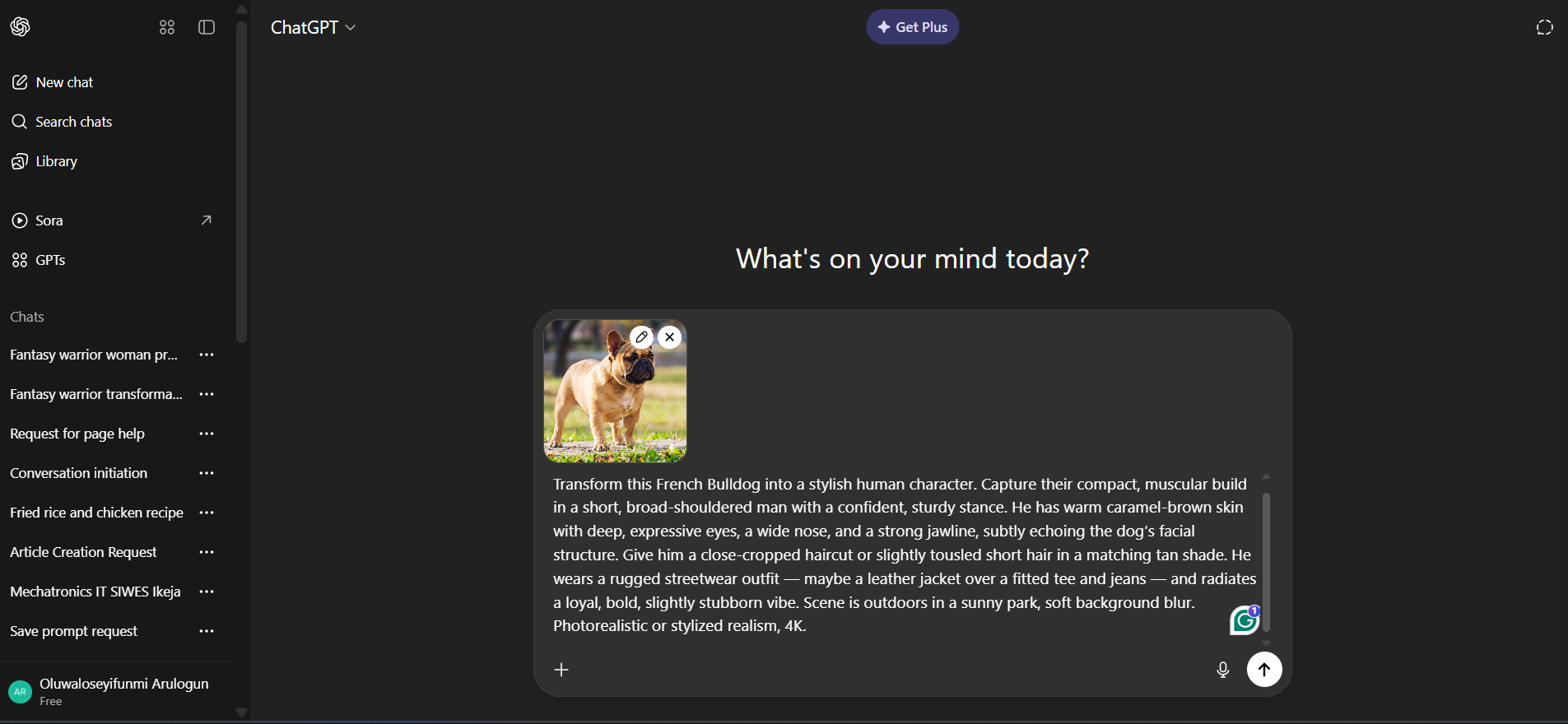 dog into human ai generator