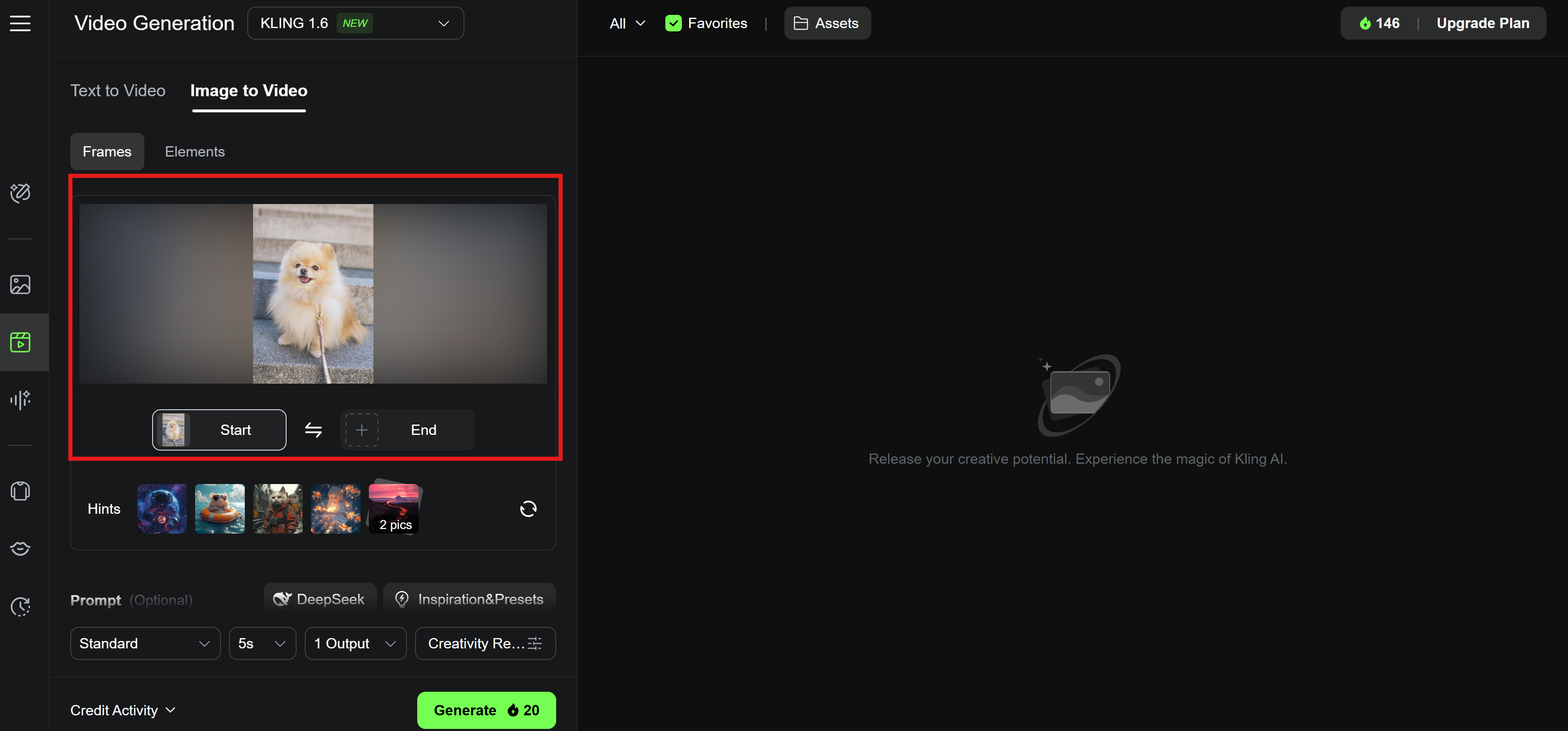Caricamento immagine gratuito di Kling AI