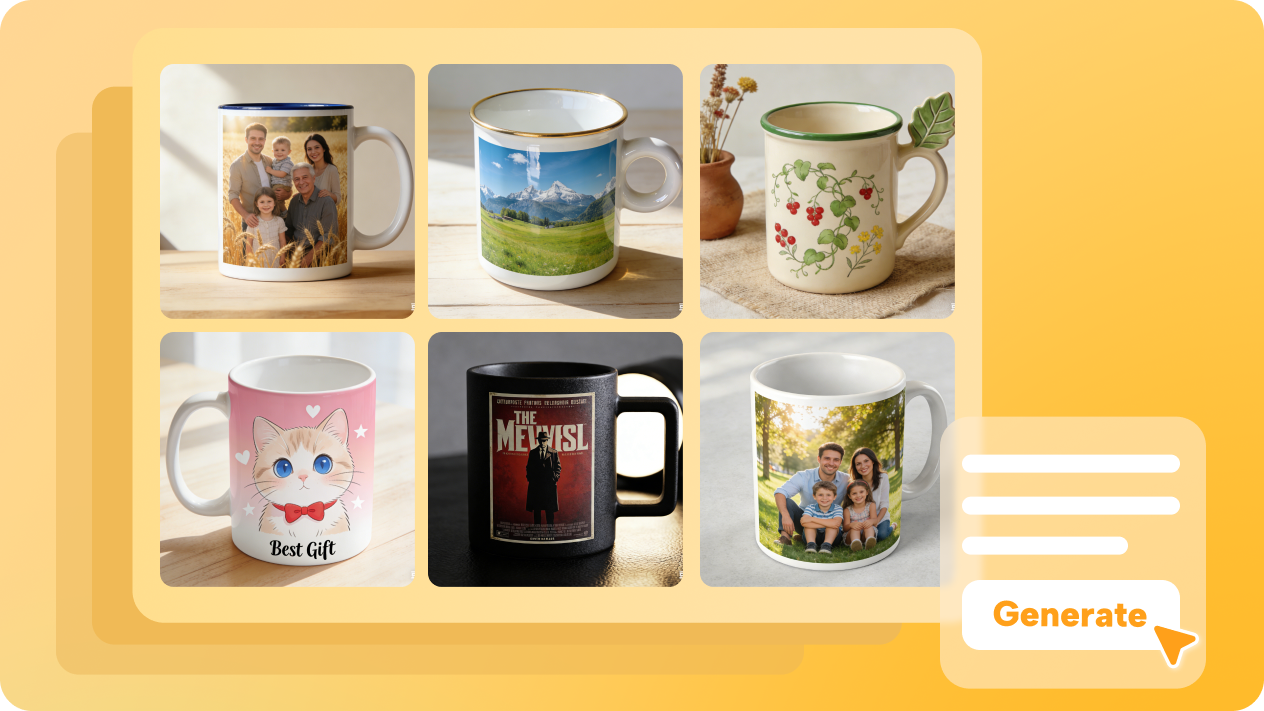 Genere arte de taza personalizado a partir de sus ideas.