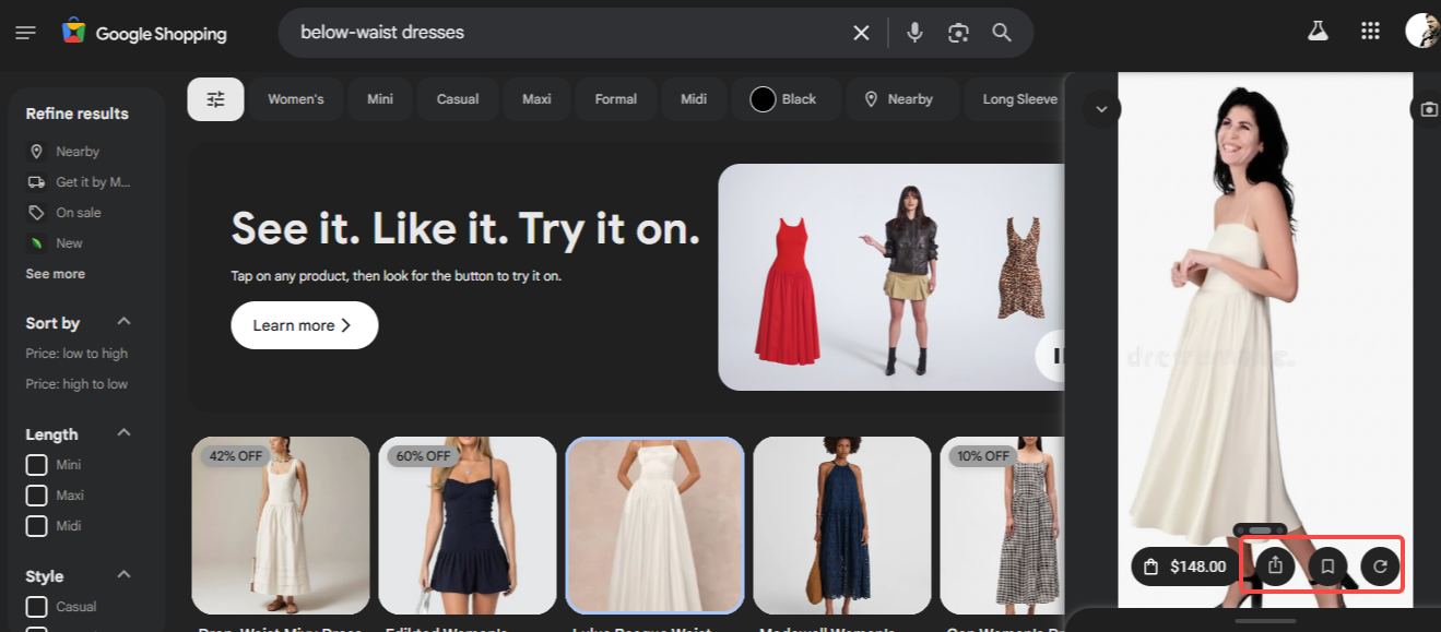 Upload photos and view try-on results