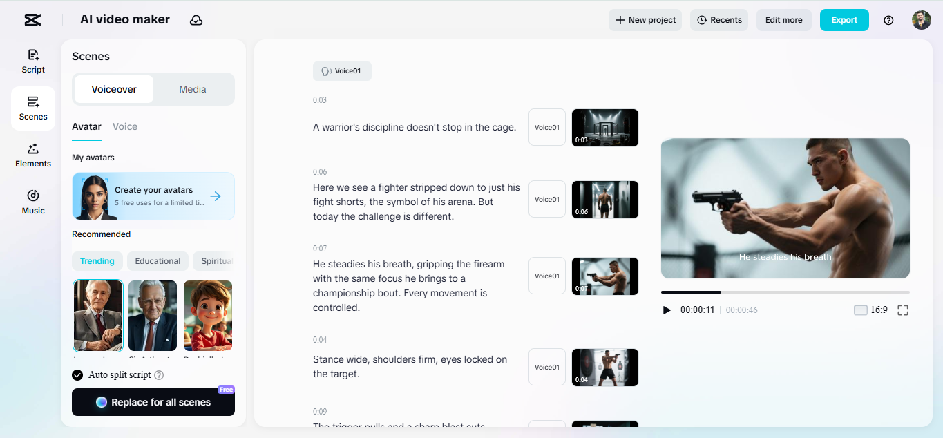 Interface von CapCut Web - das beste Tool zur Erstellung von KI-Videos