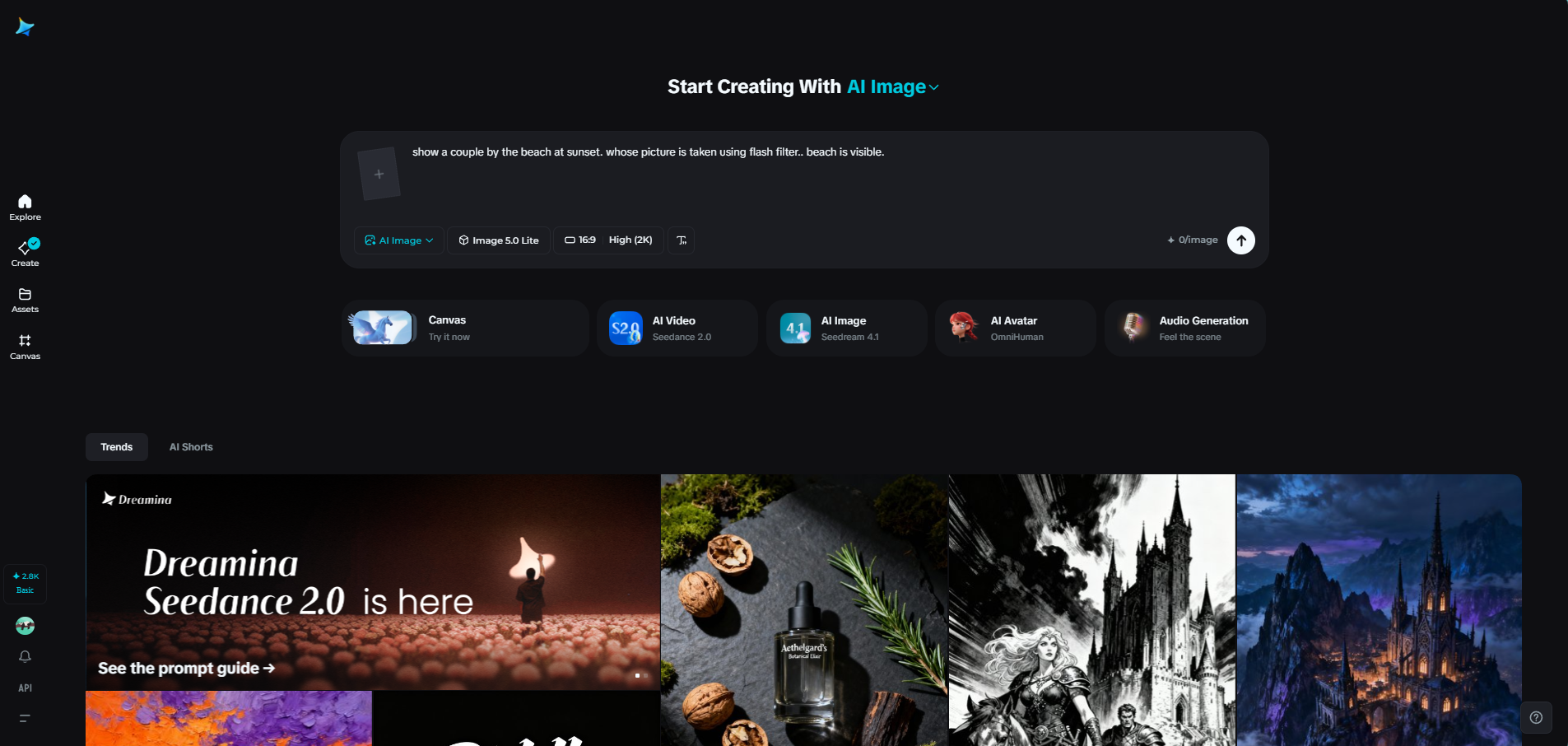 Dreamina interface