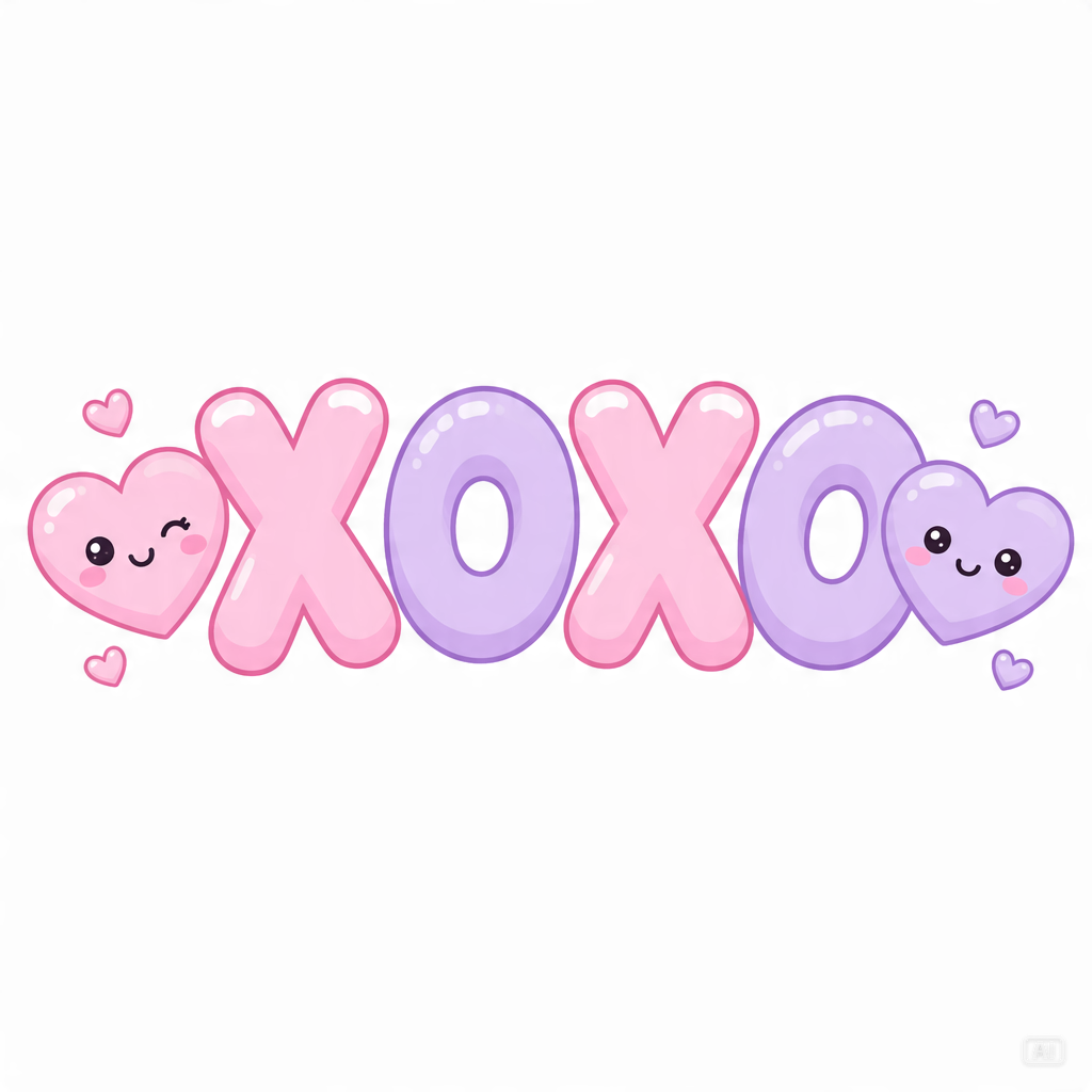 Pastel kawaii XOXO clipart generated by Pippit