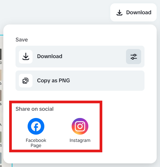 CapCut online editor interface showing mood board export options and a shareable link being generated for client presentation