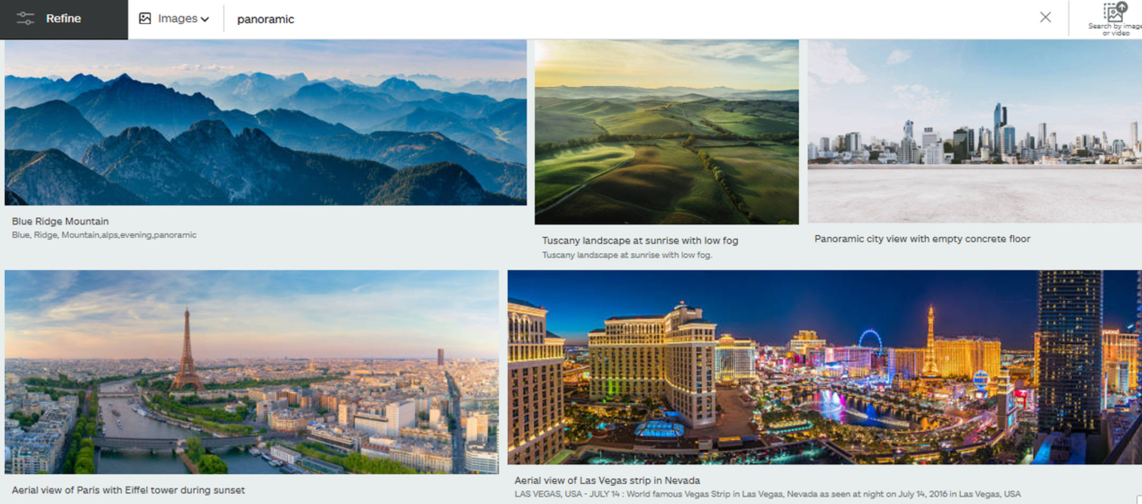 Interfața iStock - platforma preferată printre fotografi pentru obținerea de fotografii panoramice