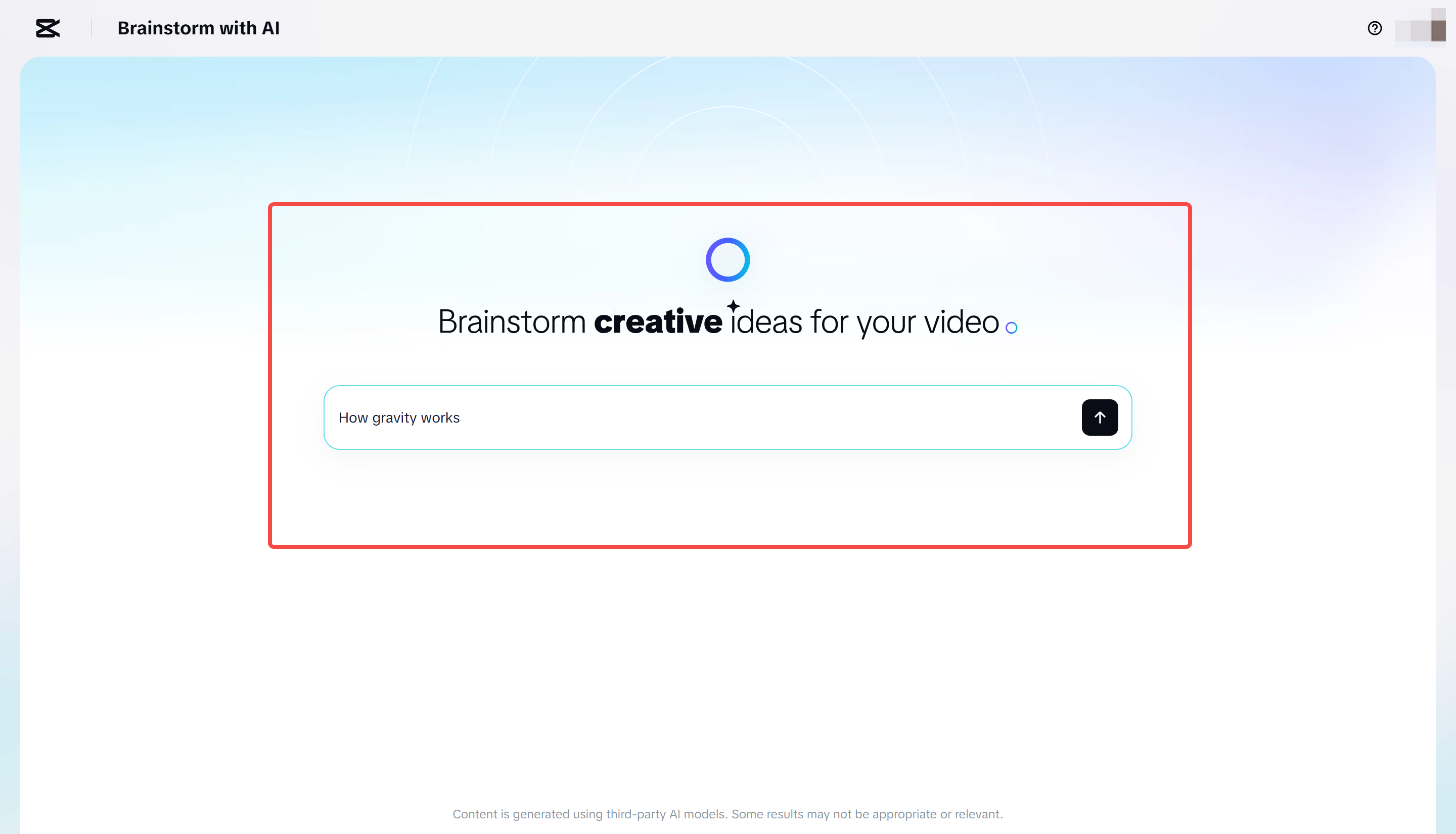 Entering the prompt in the CapCut web