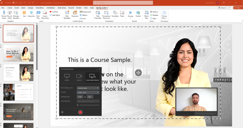 Interface of iSpring Suite - one of the best free screen recording software for PC