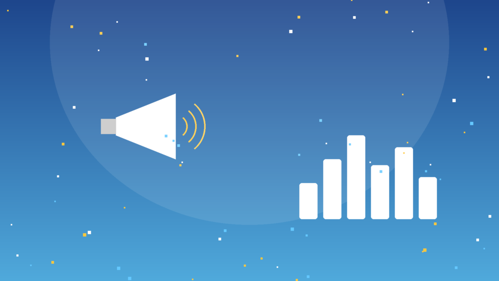 Marketing campaign megaphone with growth bars