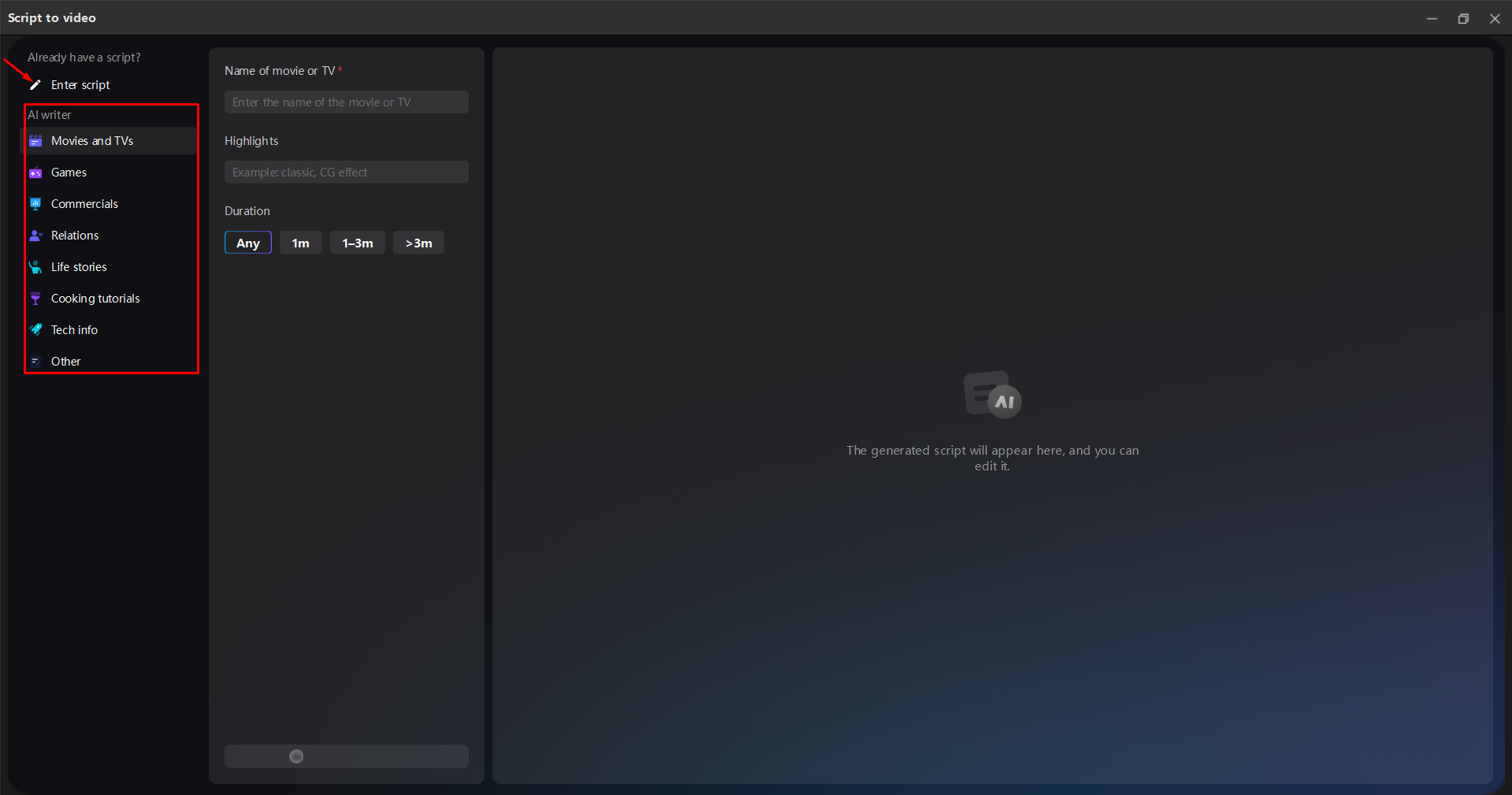 Using the AI writer in the CapCut desktop video editor