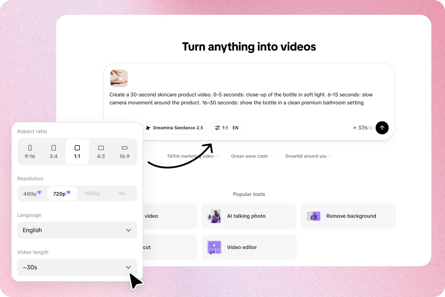 Editing video in the timeline workspace