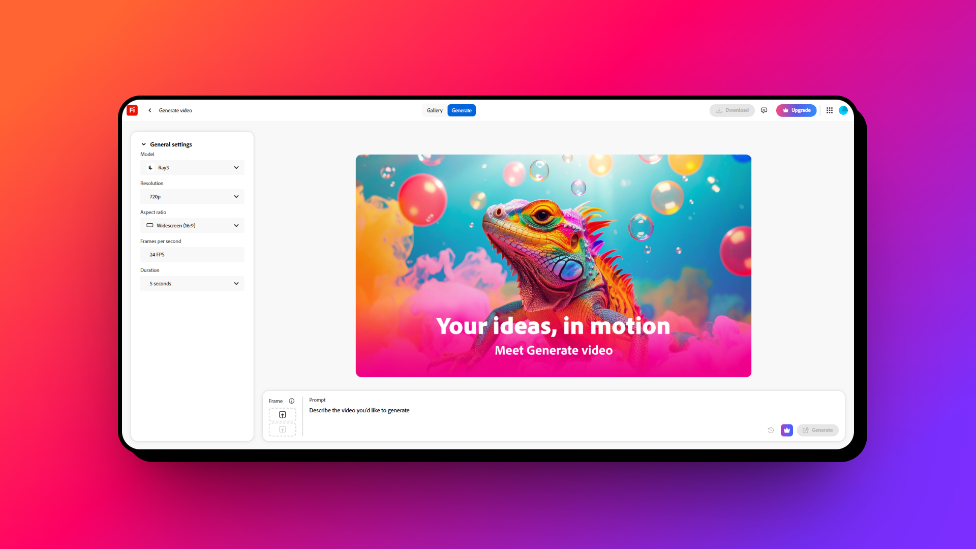 Ange din prompt för videoframställning