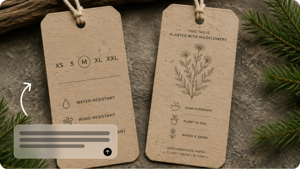Generate a custom hang tag from a simple text prompt