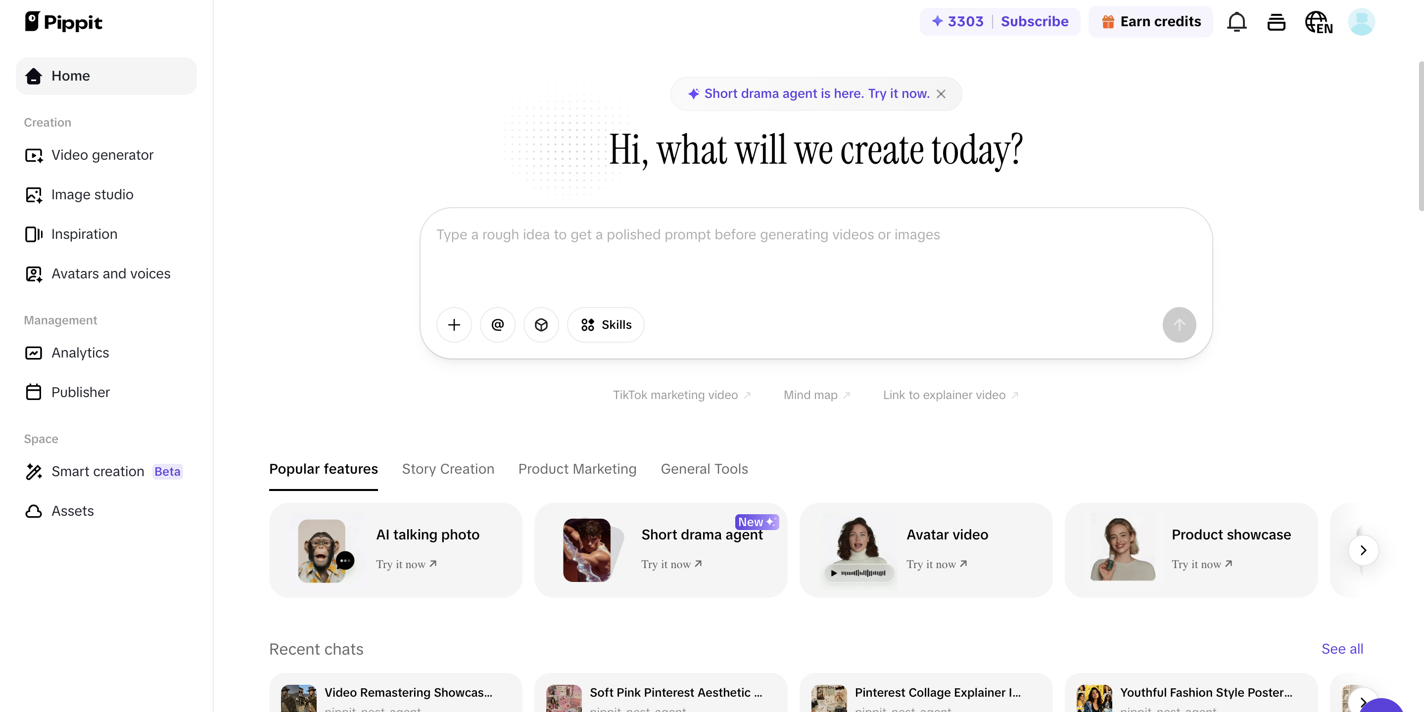 Pippit home page