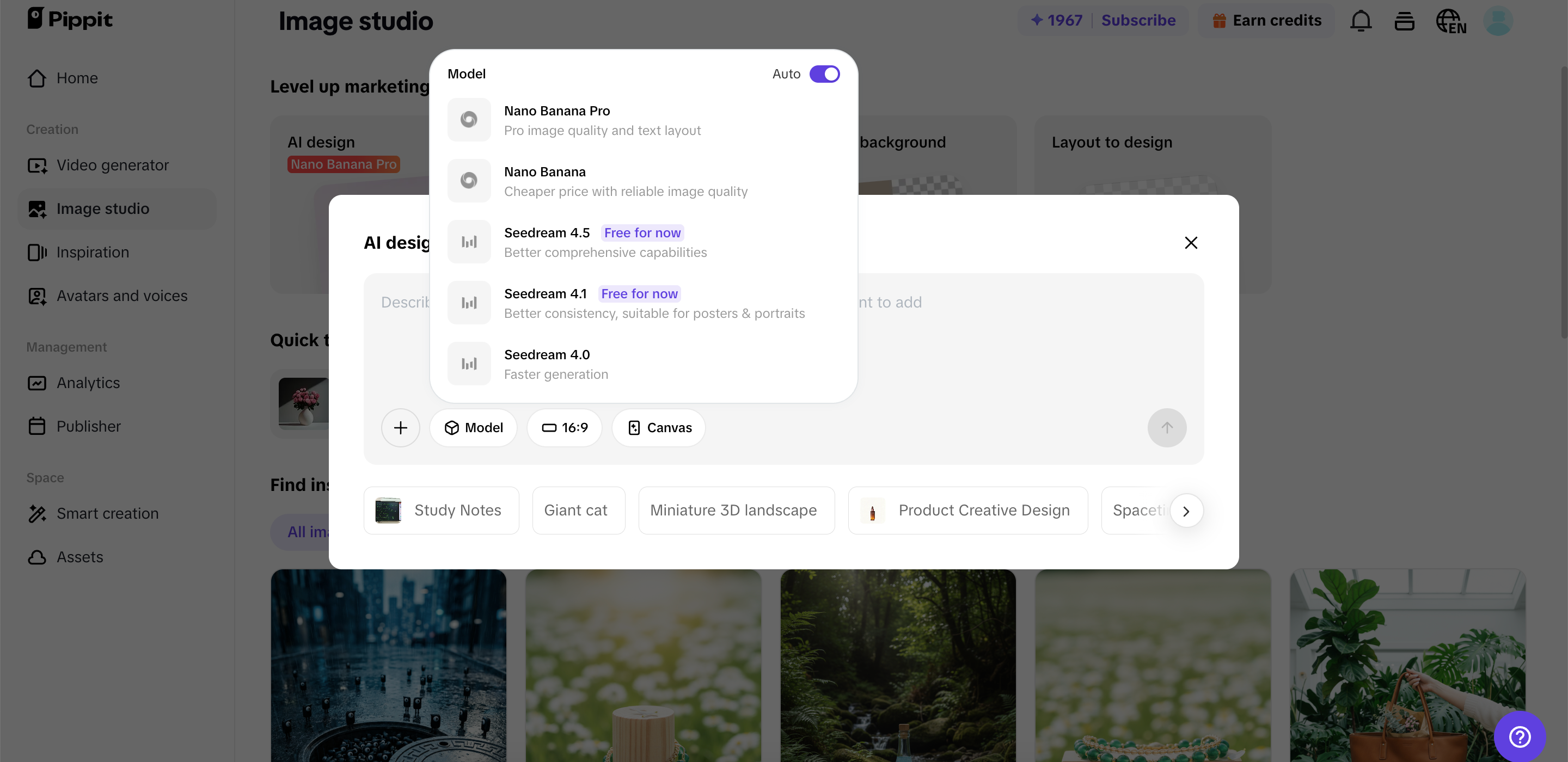 AI design tool on Pippit
