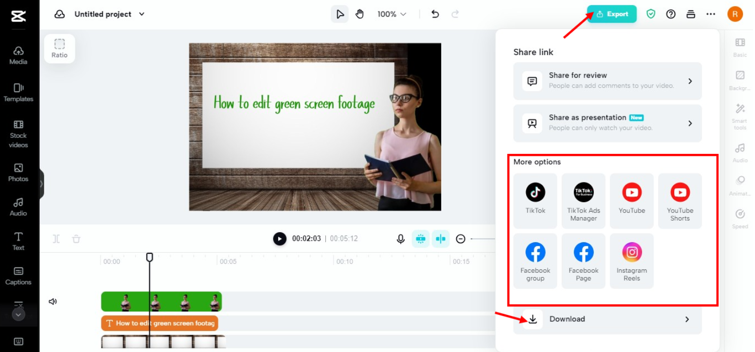 Export and share