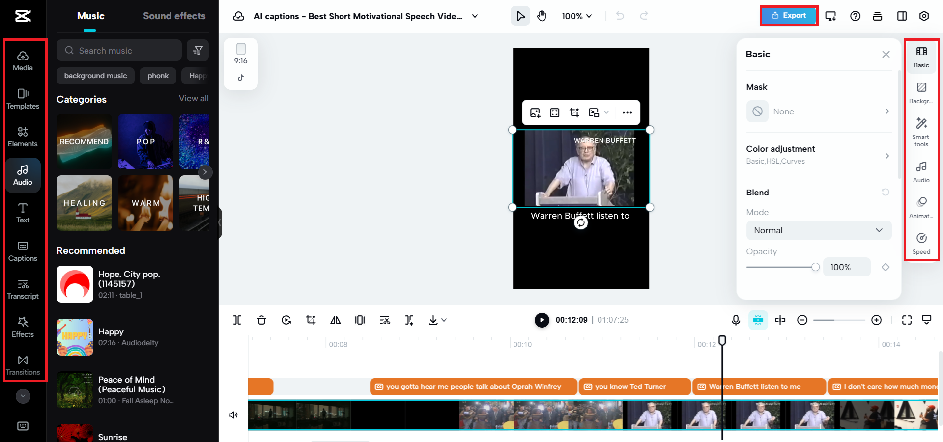 Export or enhance your video further