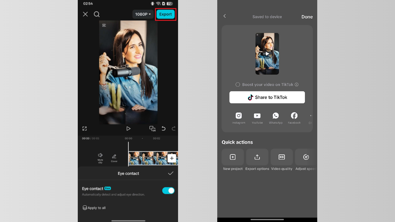 Export the final video