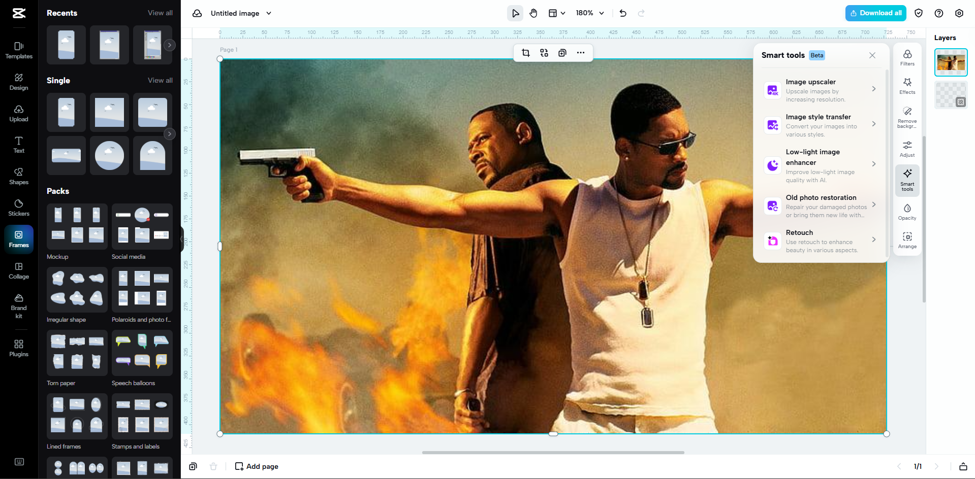 Interface of CapCut Web - a quick way to refine images with AI