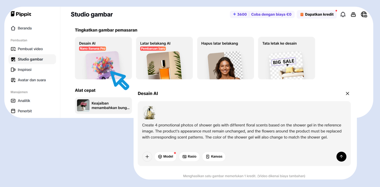 Unggah atau Buat Gambar Produk dengan AI