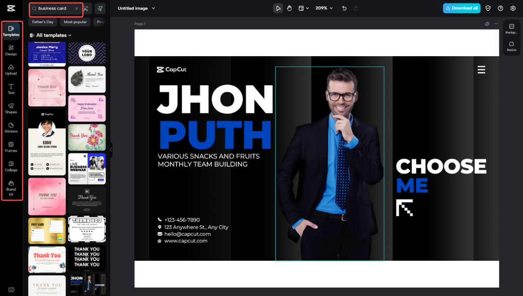 Visitenkarte erstellen mit CapCut