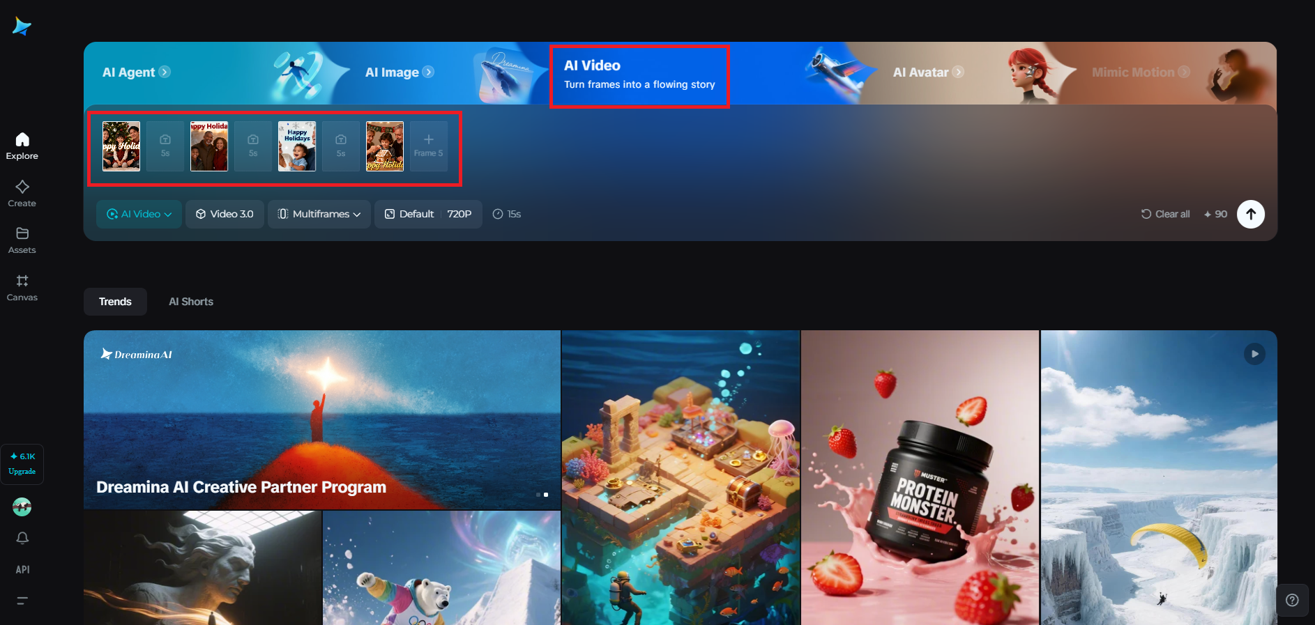 Create or upload holiday scenes using Multiframes
