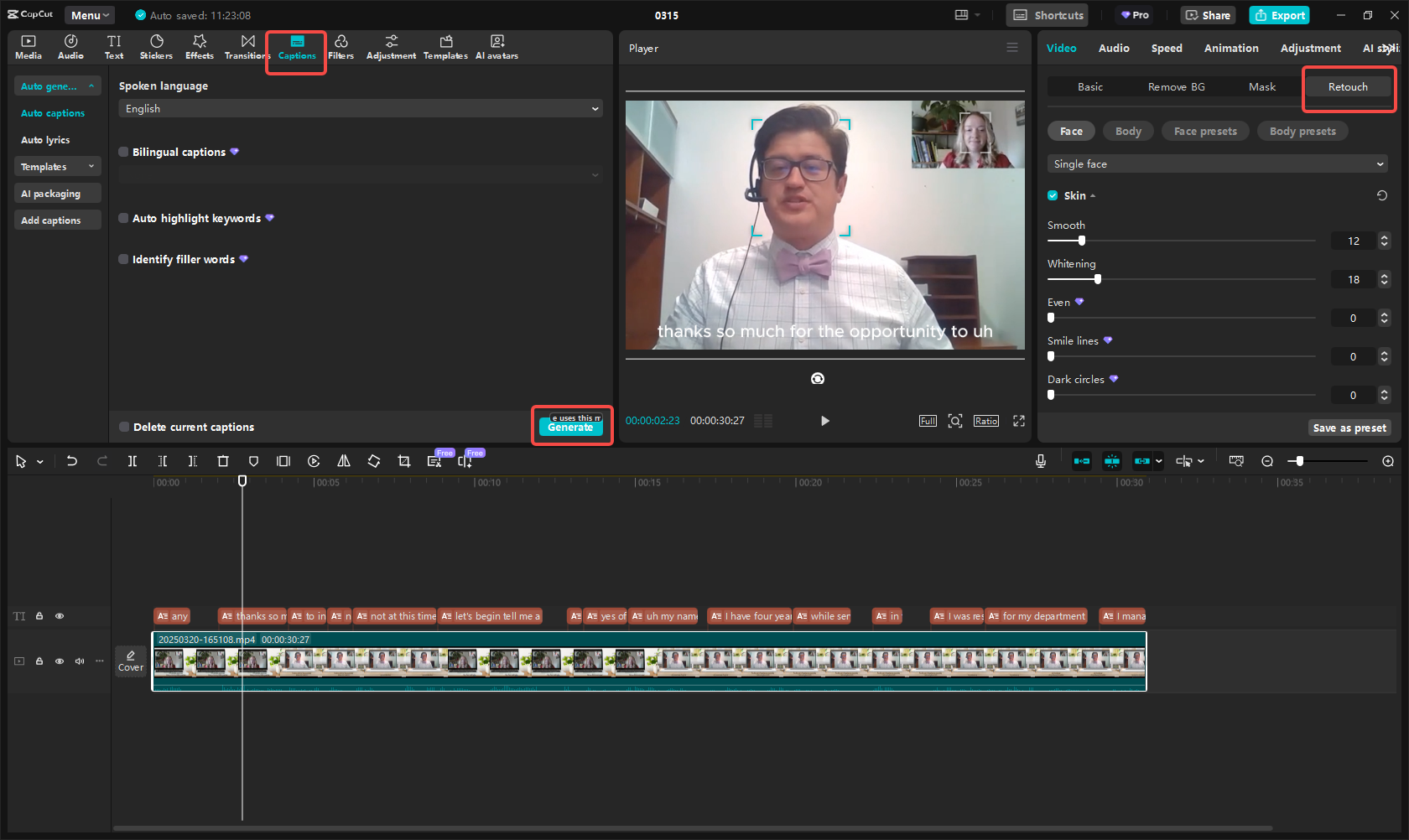 Modifica del video in CapCut