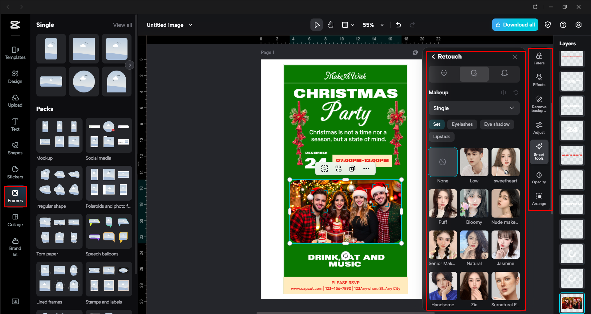 Personalizing the template in the CapCut desktop video editor