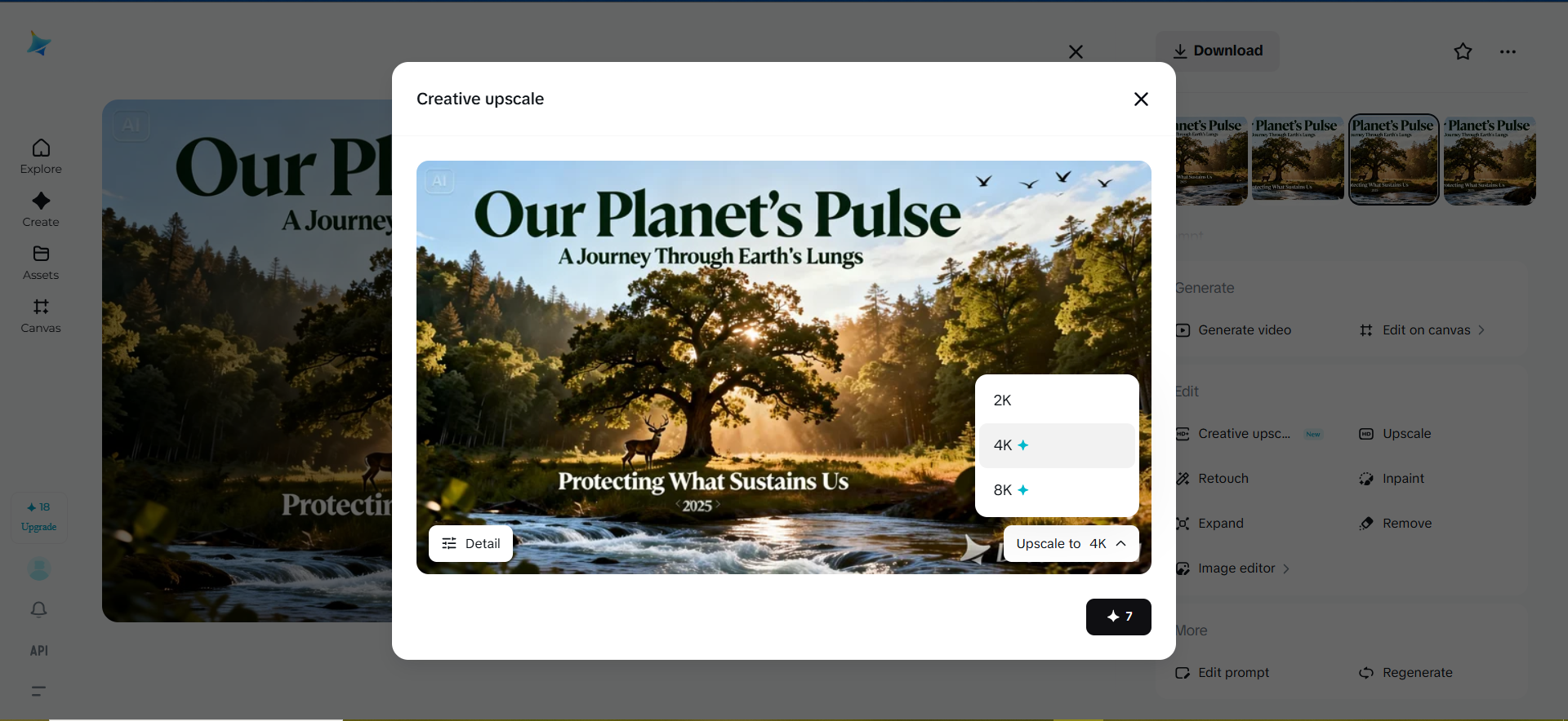 Enhance documentary poster quality to 8k