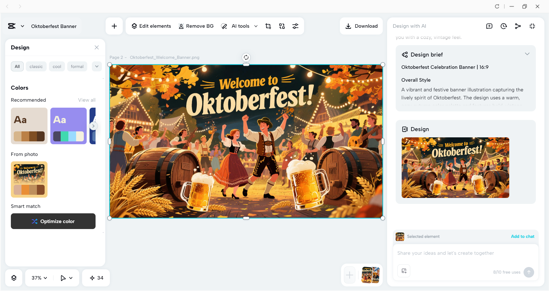 Interface of the CapCut desktop video editor - a tool to design Oktoberfest banners