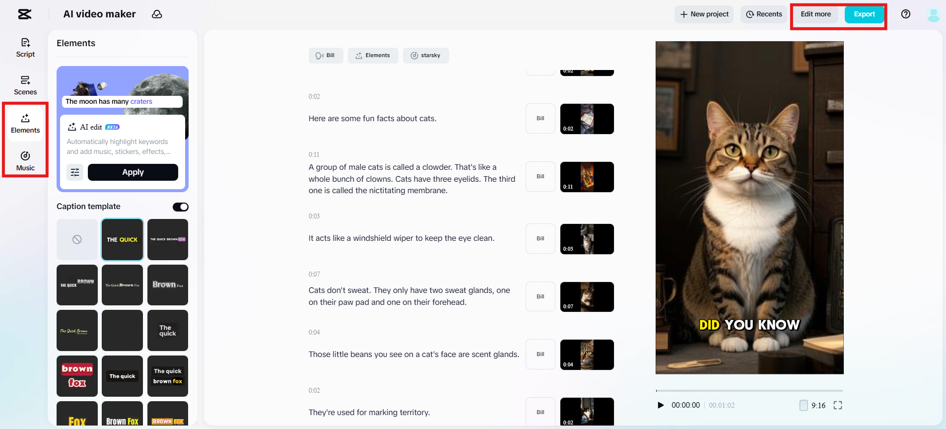 הוסף כתוביות ומוזיקת רקע