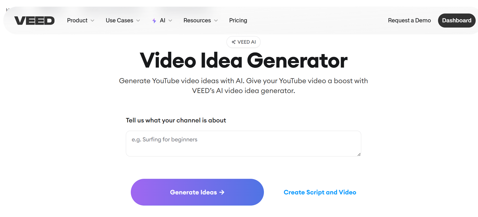 VEED video idea generator