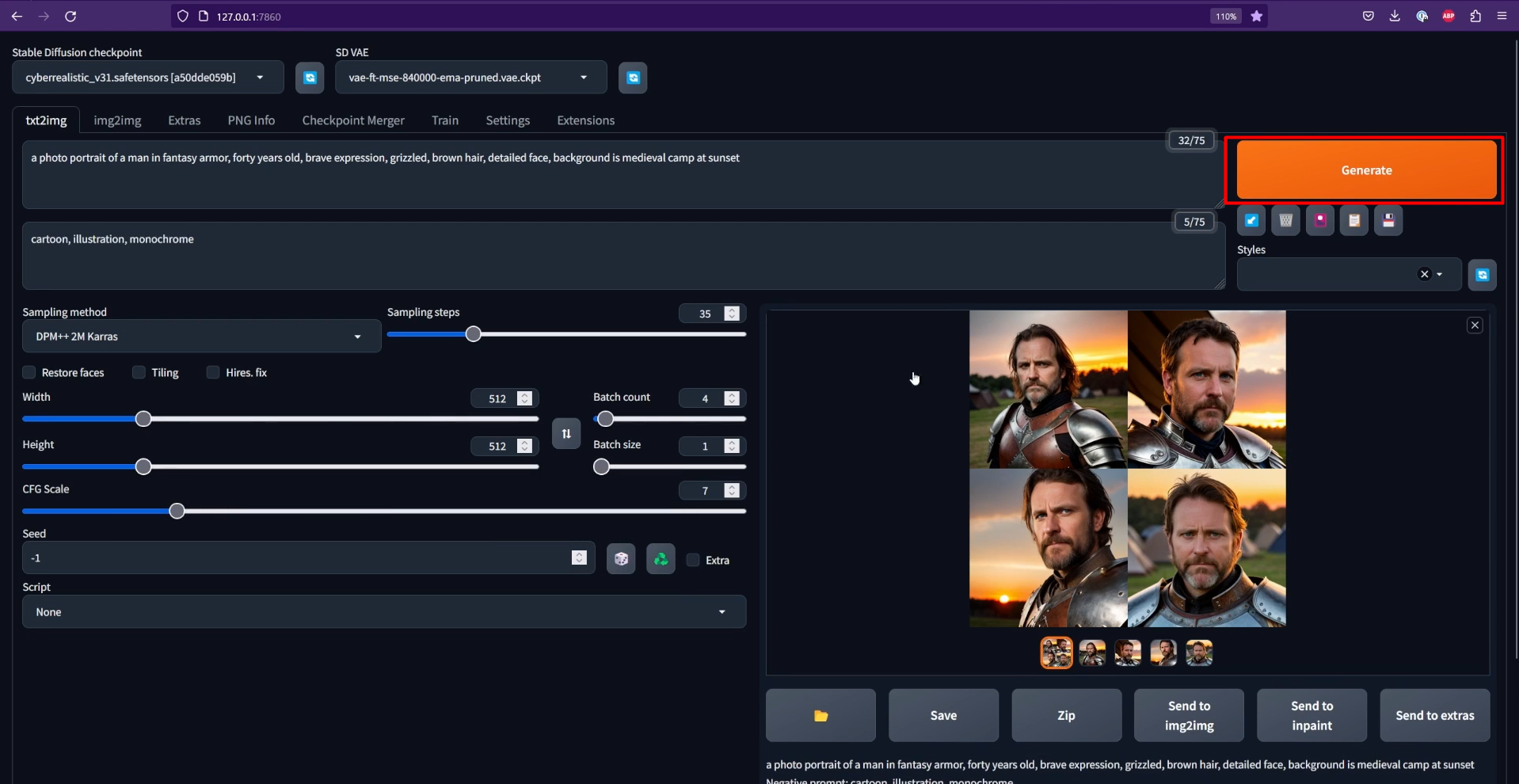 Generating images in the Stable Diffusion model