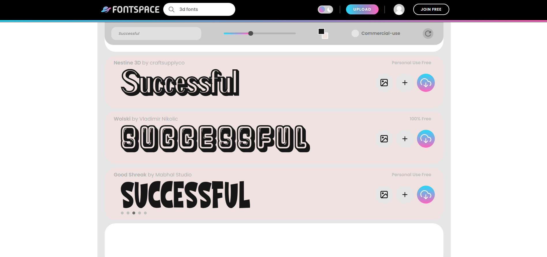 Interface Espaço da fonte