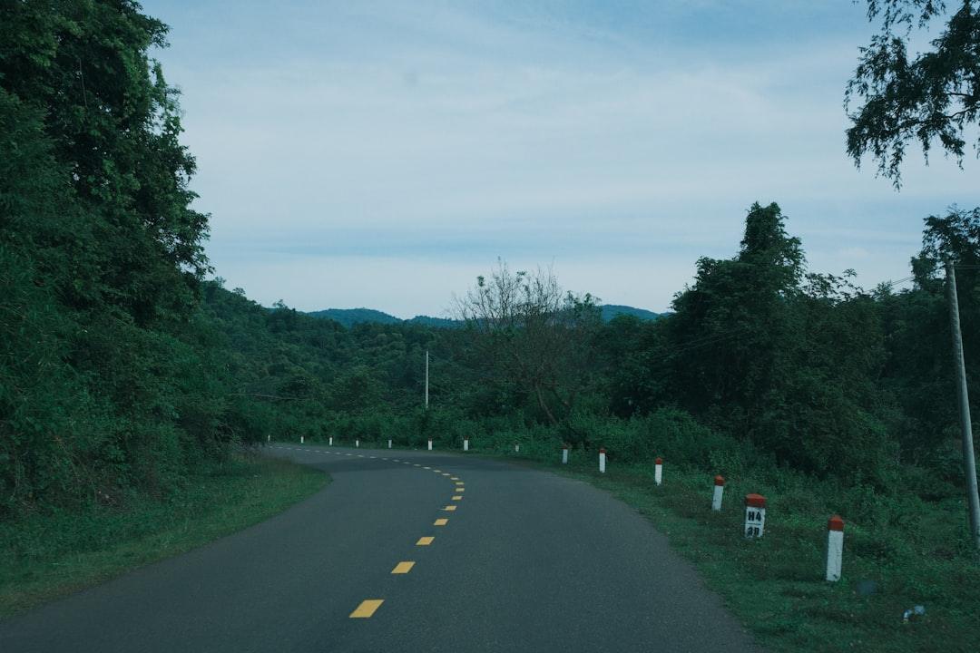 A road stretching into the distance with musical notes floating above it.