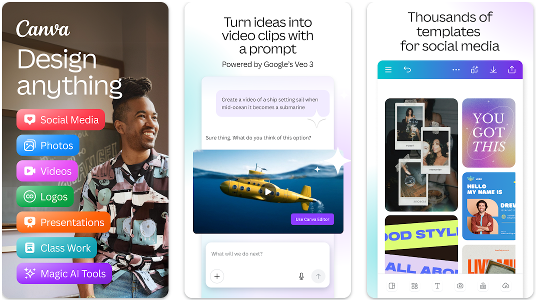 Interface of Canva - a user-friendly Snapchat photo editor app