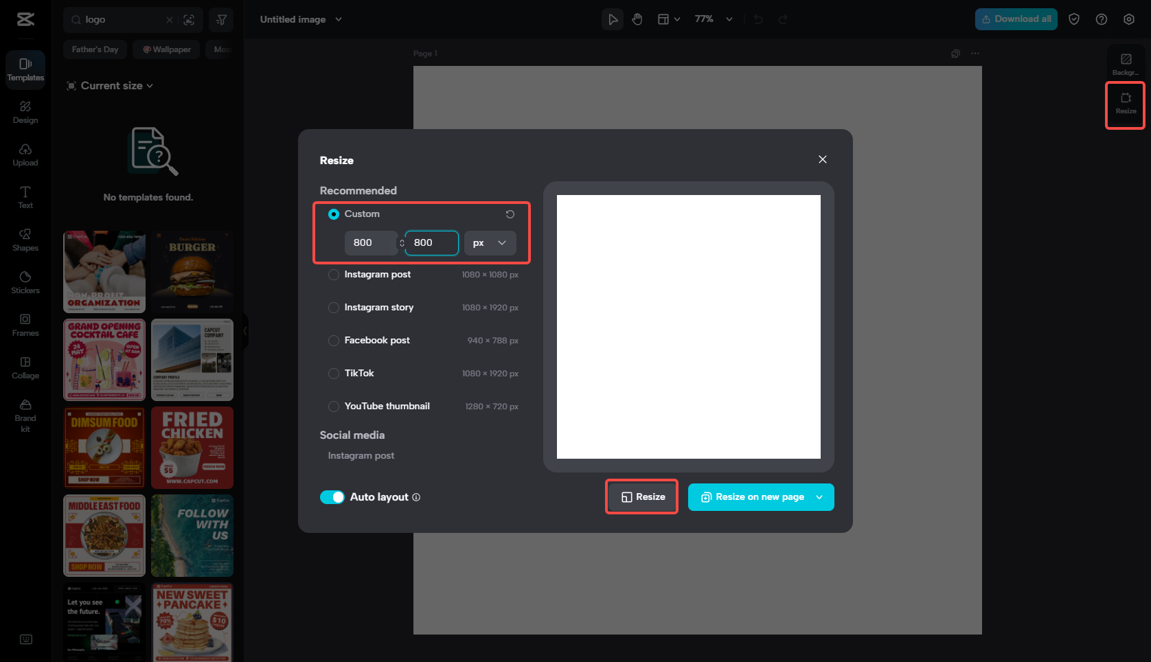 Resize logo size