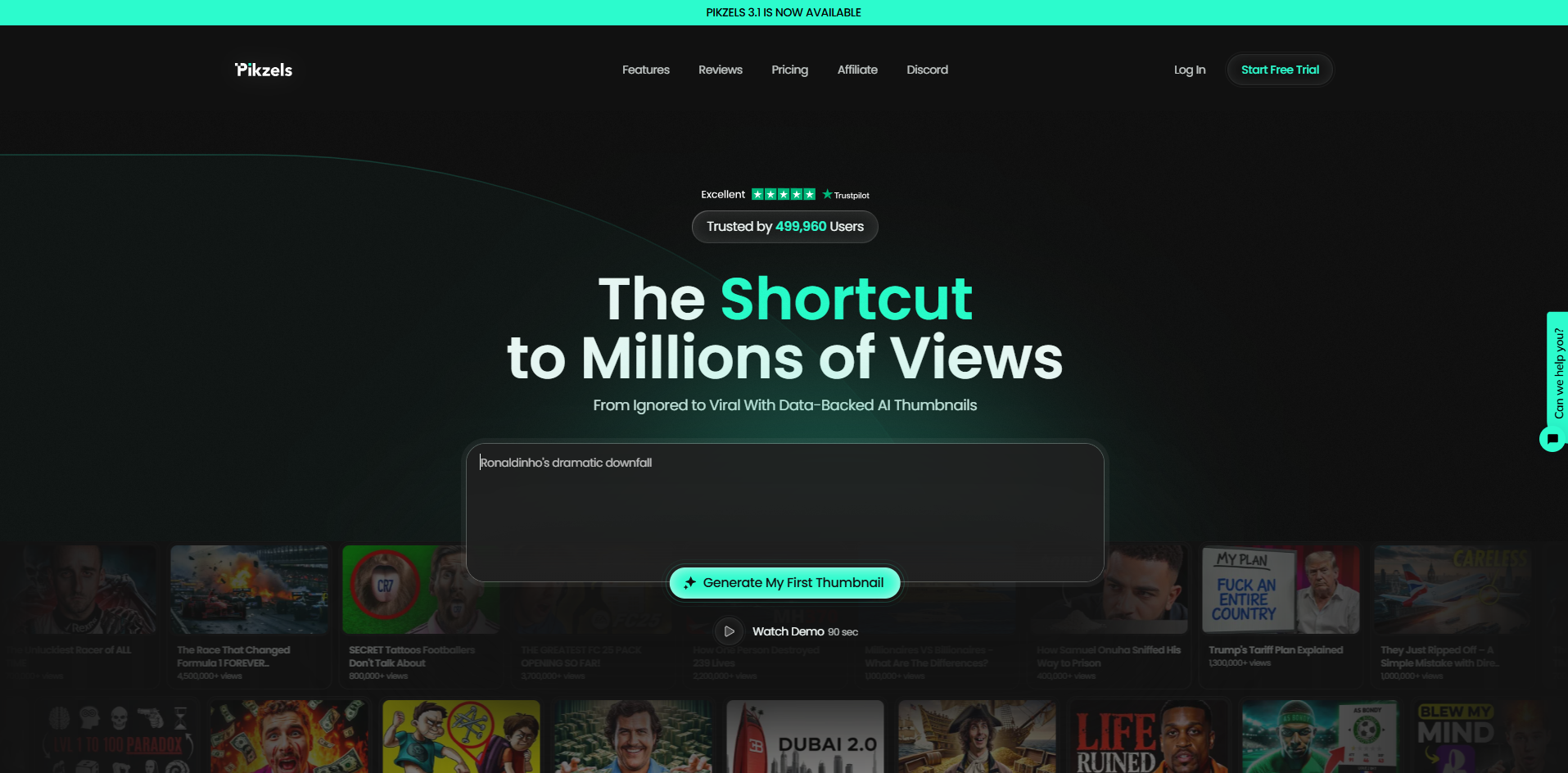 Interface of Pikzels - a user-friendly AI thumbnail creator