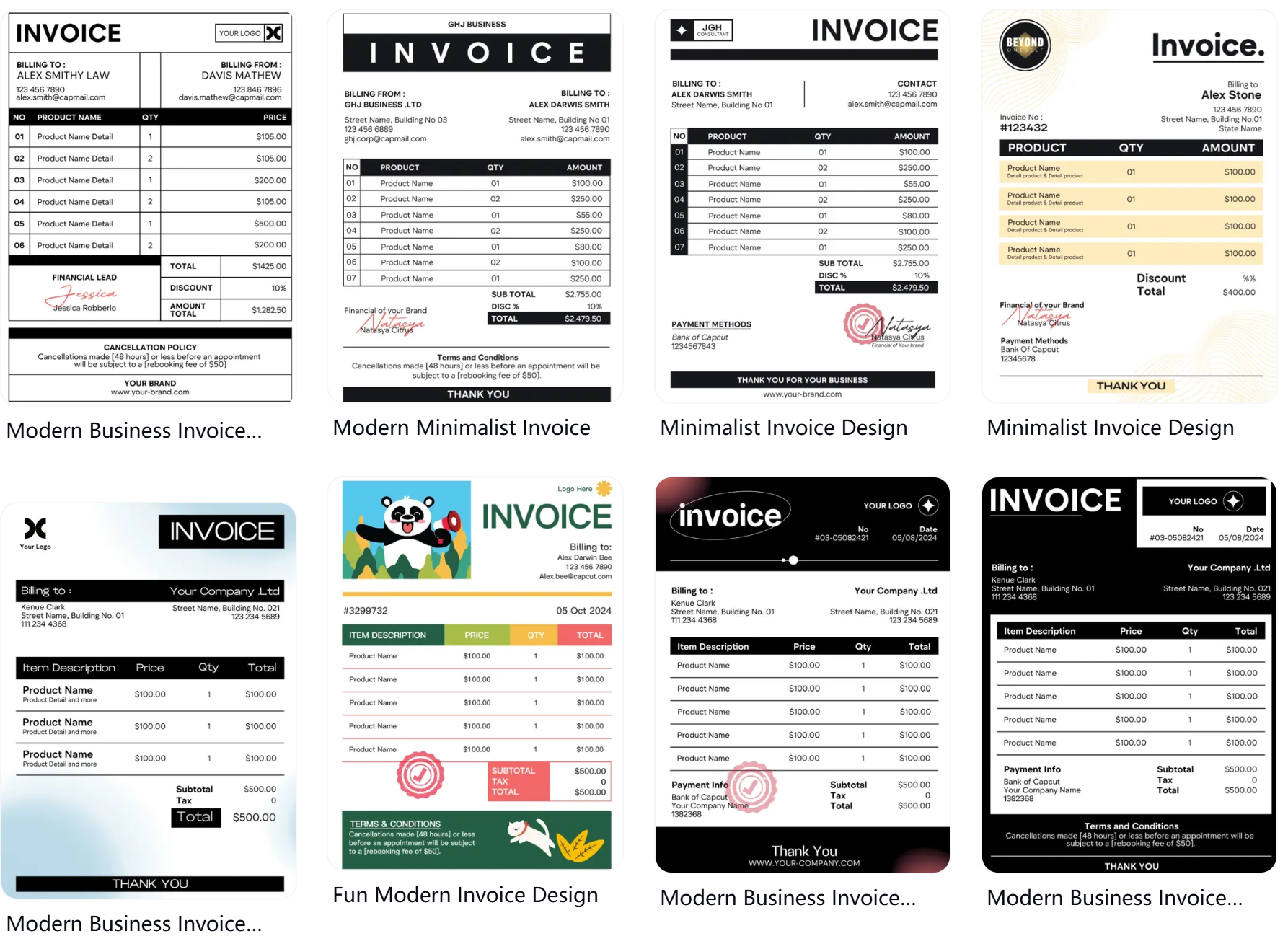 Interface do criador de faturas com detalhes do cliente e pagamento.