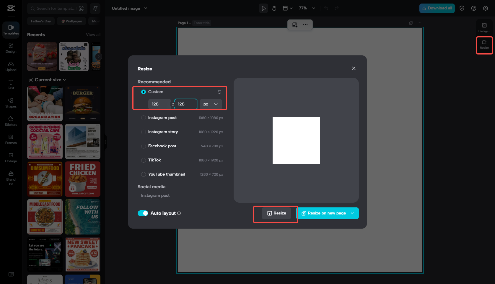 Resizing the canvas in CapCut