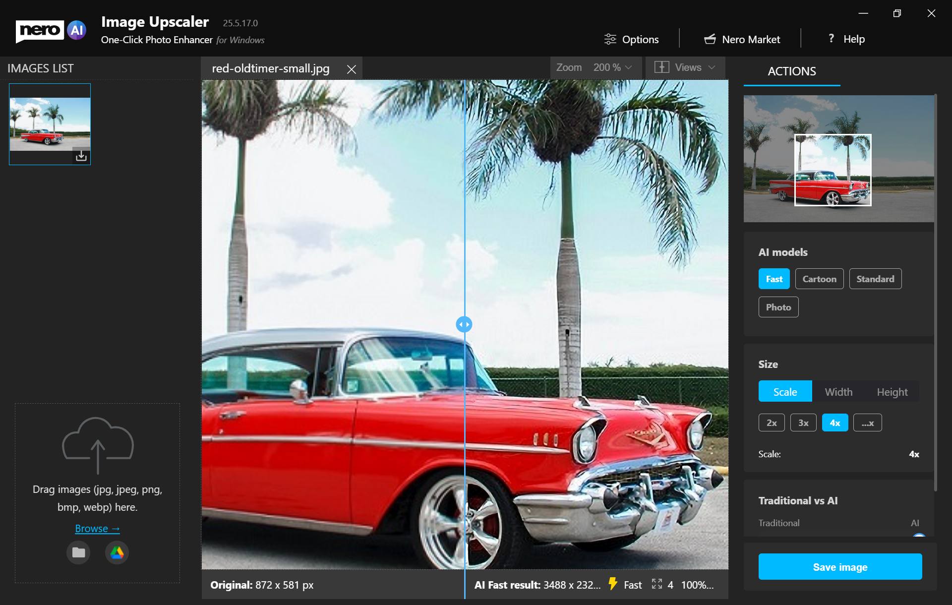 Nero's image upscaler online AI