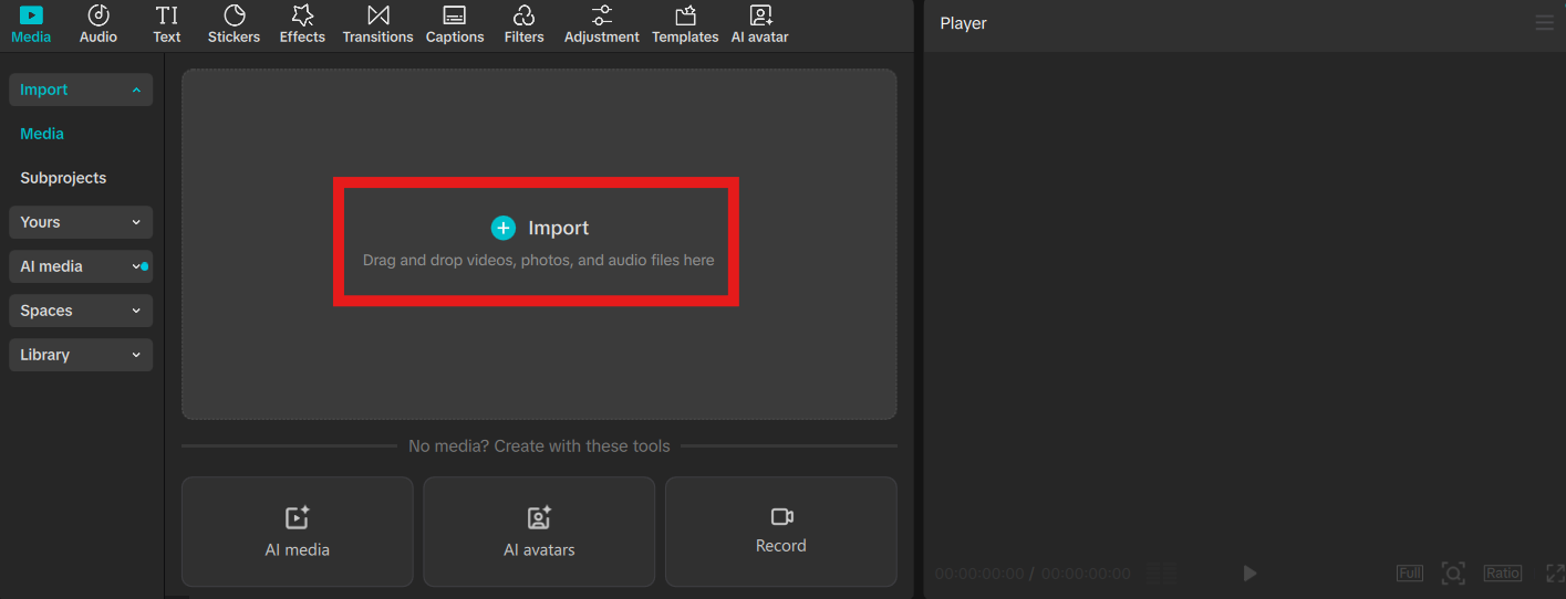 Import the file into CapCut