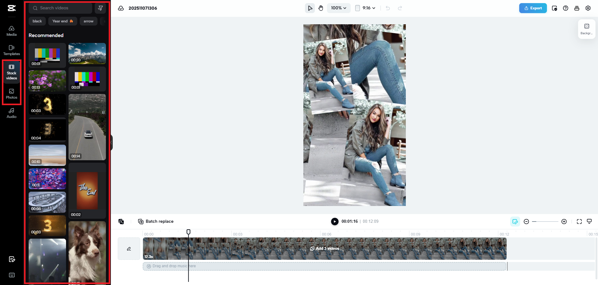 Take advantage of CapCut's massive library of stock assets