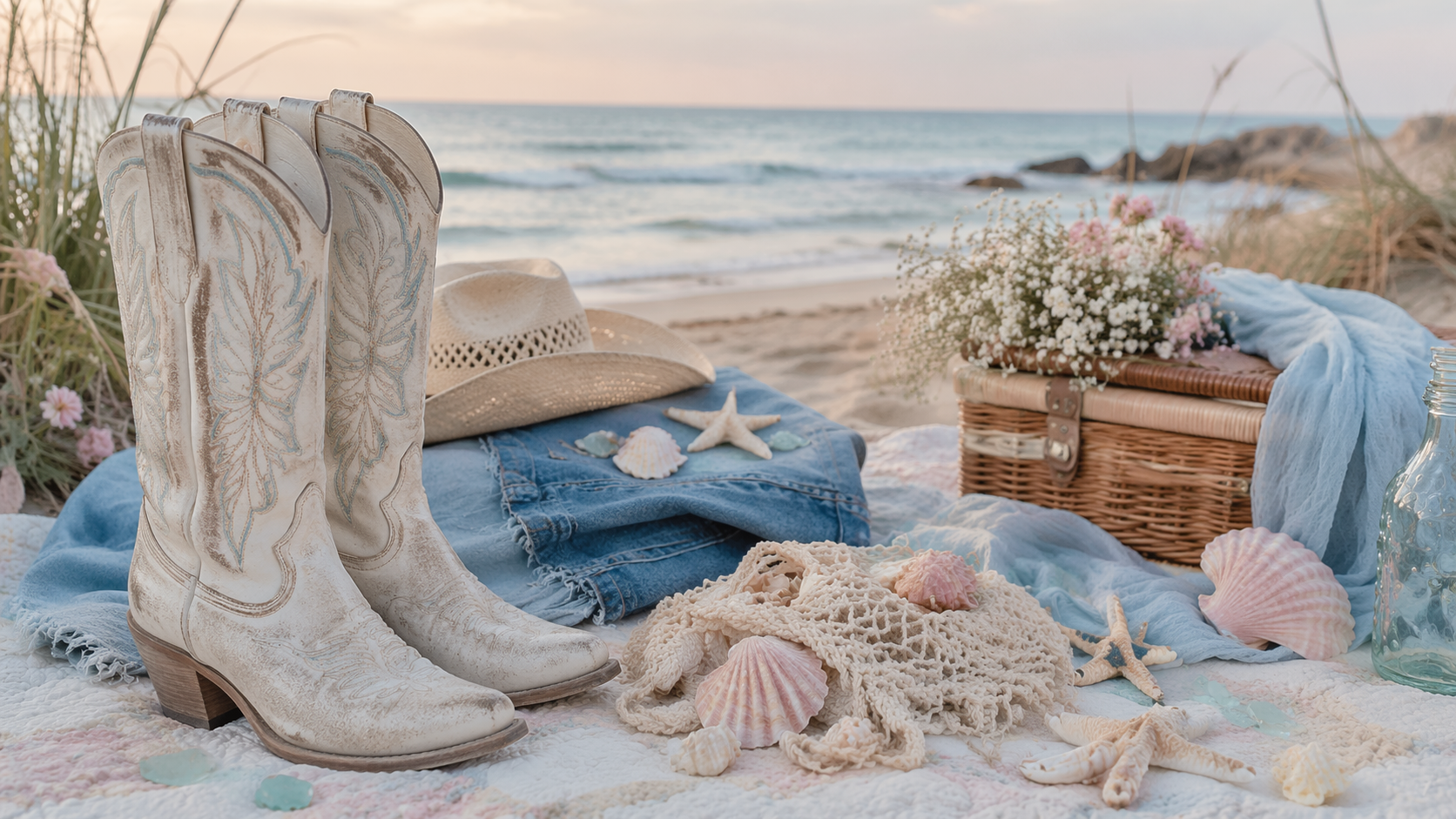 Dreamina Coastal Cowgirl Aesthetic prompt halimbawa 2: Western Boots Picnic